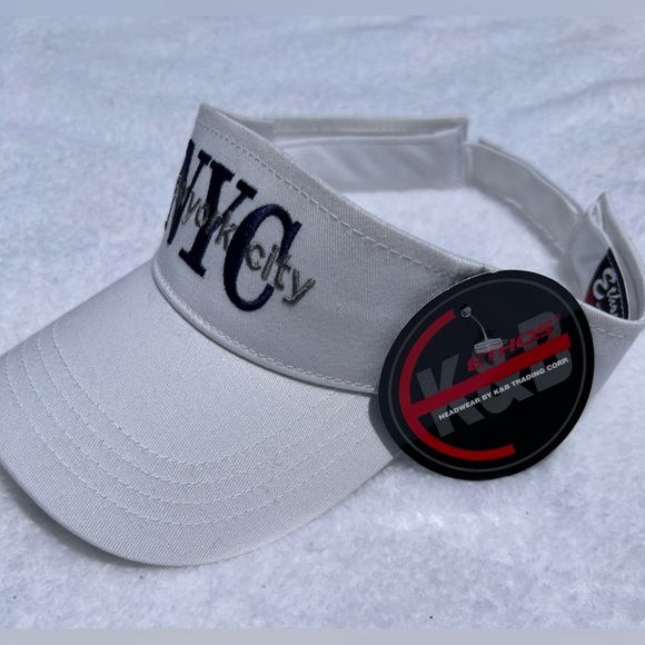 White Sun Visor Tennis Visor Hat With New York Logo - Picture 2 of 9